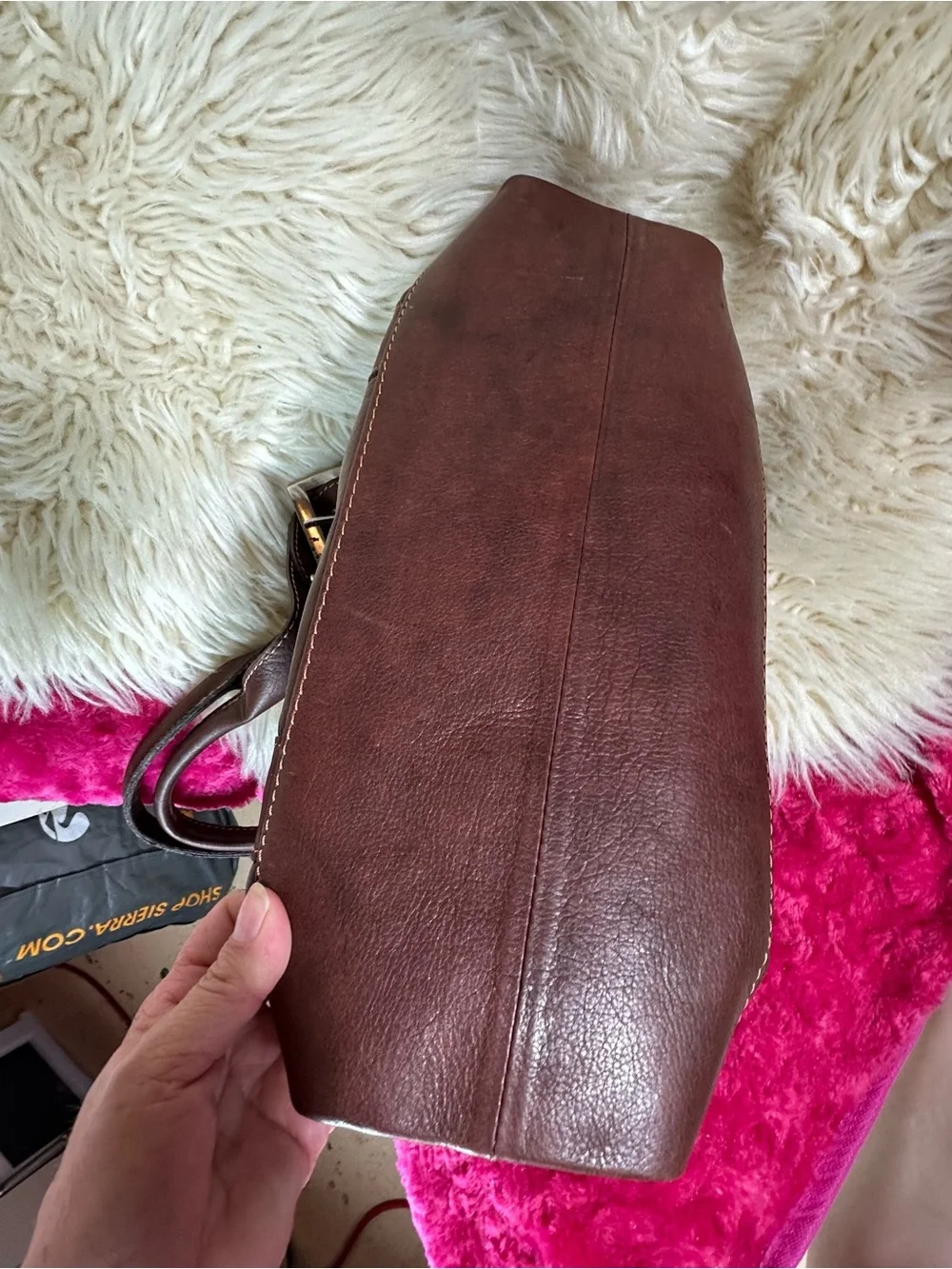Vera Pelle Chestnut Brown Leather Shoulder Bag